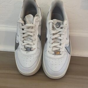 Nike White and Gray Women's Sneakers